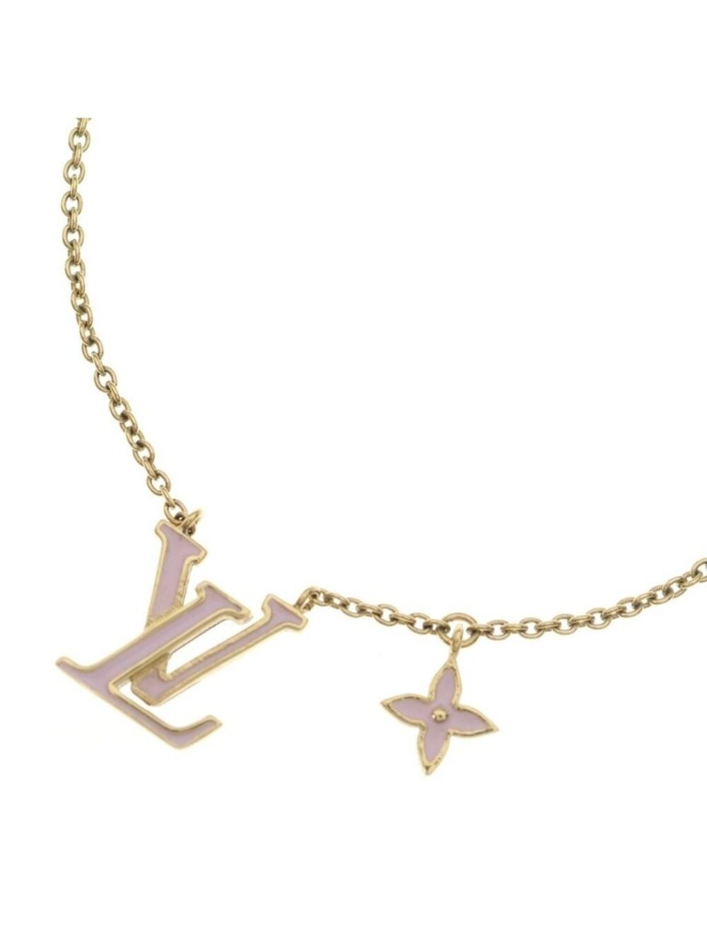 Louis Vuitton Collier LV Iconic Pendant Chain Gold Pink Enamel - Picture 1 of 6